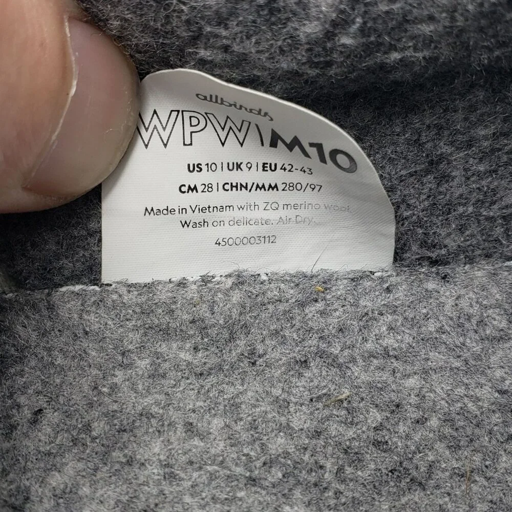 Allbirds Wool Piper Woven Sneakers‎ Mens 10 Pewter Grey